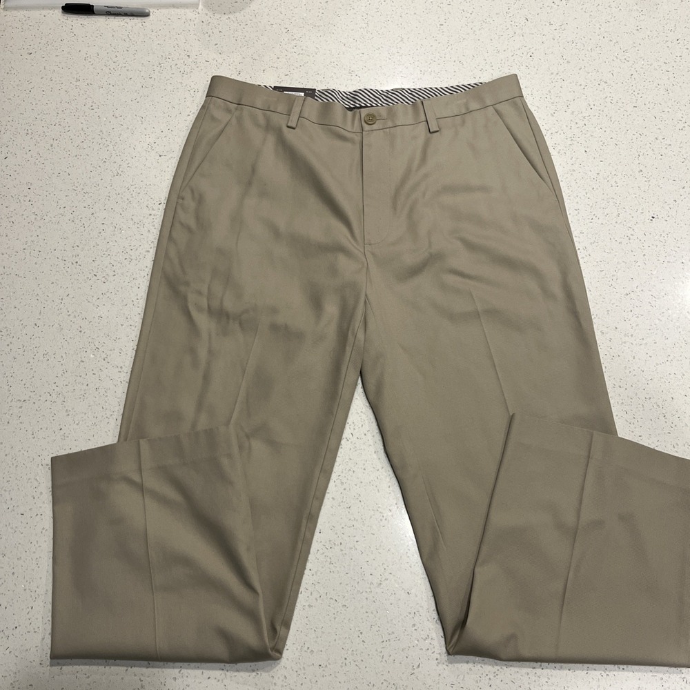 Denver Hayes Pants Mens 36x30 Beige Khakis Slacks Chinos‎ Preppy Never Iron NWT